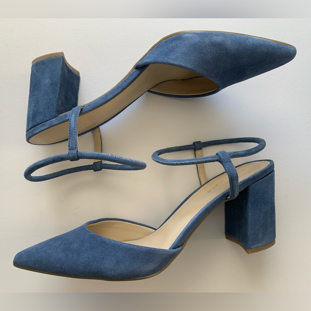 Marc Fisher Callo Block Heel Pumps Blue Suede Size 9.5